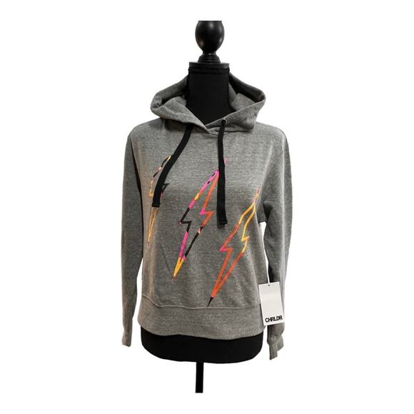 CHEERLEADER Gray Hoodie with Neon lightening bolts front NEW WITH TAGS EXTRA SM - Picture 10 of 15